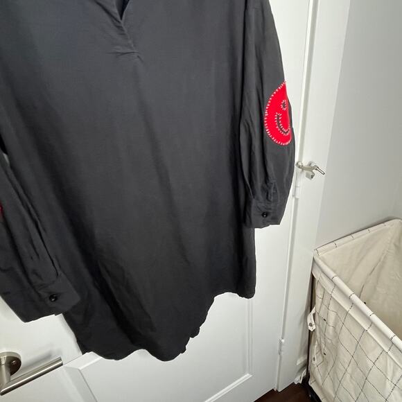 Caryn Lawn Preppy Dress Black Smiley Face Elbow OS 2-12 Cotton Stretch - Picture 6 of 10